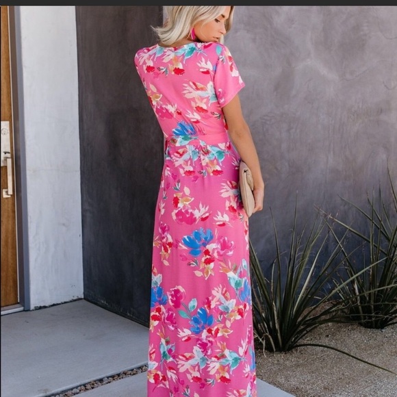 VICI Pink Bardot Floral Maxi Wrap Dress SZ: Small - Picture 15 of 15